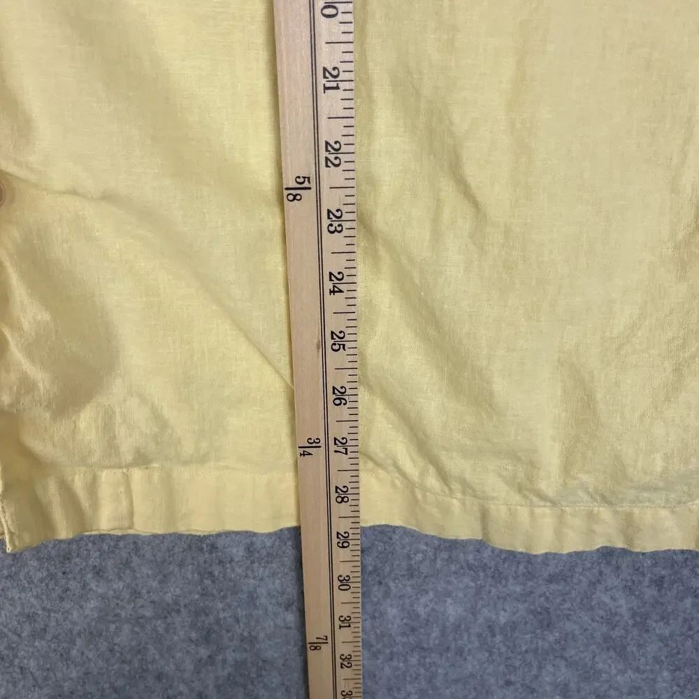 J‎ Crew Camp Shirt Mens XXL Yellow Hemp Cotton Loop Collar Coastal Hawaiian